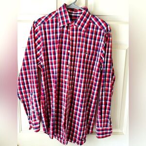 Men's Button Down-Red/Royal/White Check